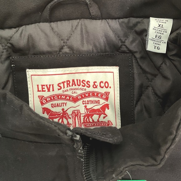 Levi Strauss Mens Black Full Zip Quilted Lined Work Utility Jacket XL - Picture 8 of 10